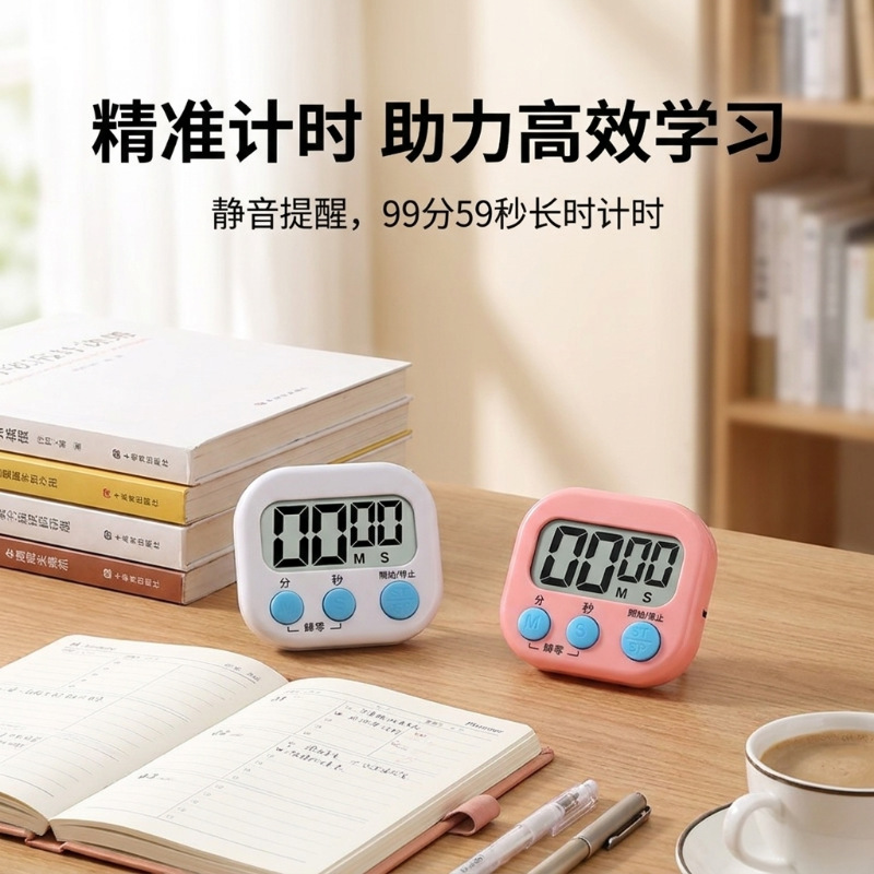 朋意 计时器厨房提醒器定时器 带记忆功能[白色]送电池通用款 1个高清大图