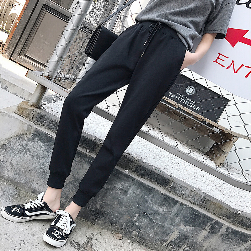 夏季薄款运动裤女学生韩版宽松百搭休闲哈伦裤子收口束脚显瘦卫裤