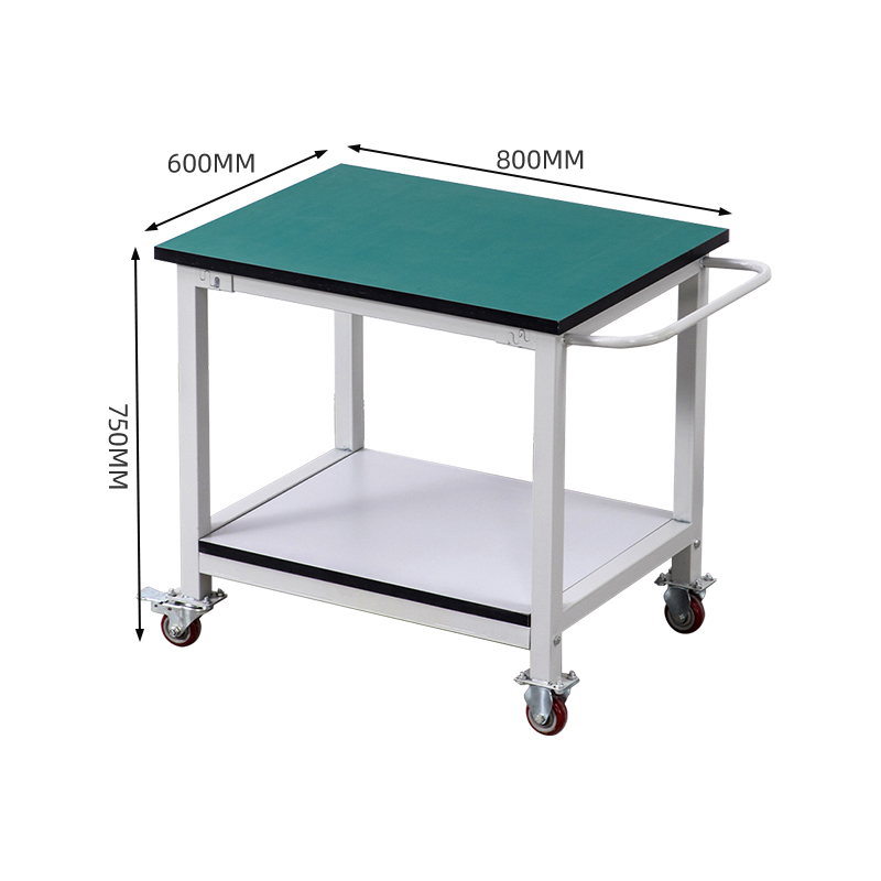 臻远ZY-GZTB-14手推车双层周转车移动带刹车轮子工作台车间工具车高清大图