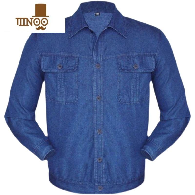 YANXU夏季电焊牛仔工作服套装男机修焊工多口袋长袖劳保服上衣薄款工服图片