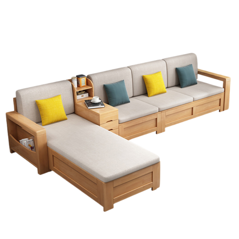 智叶舟实木沙发310*173*83cm套高清大图