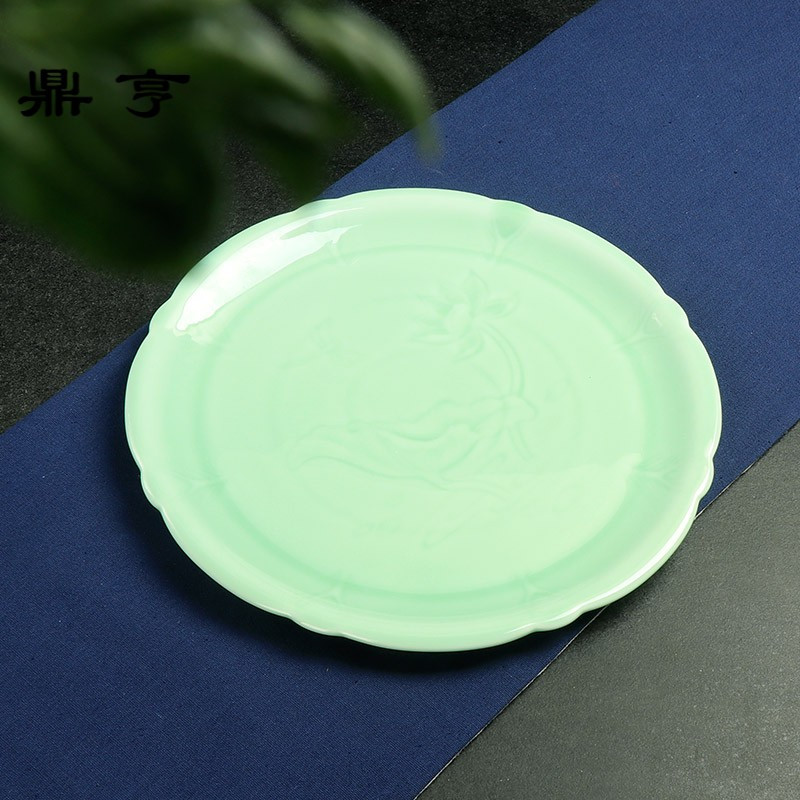 鼎亨青瓷酒具套装 家用酒壶白酒杯分酒器陶瓷烈酒盅高脚杯酒盘 黄