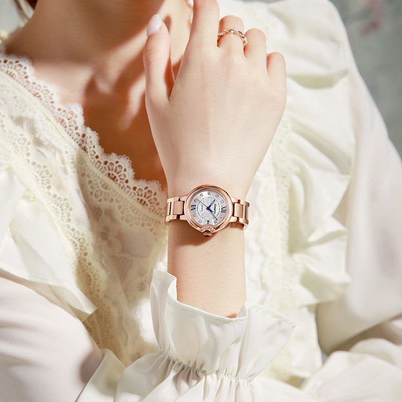 新奇特手表女生镶钻ins风小众女士手表防水时尚装饰腕表石英表钢带新款轻奢小表盘大气女表X-79图片