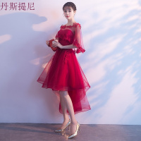 敬酒服新娘秋季2018结婚新款红色短款伴娘服女春季小礼服伴娘服裙