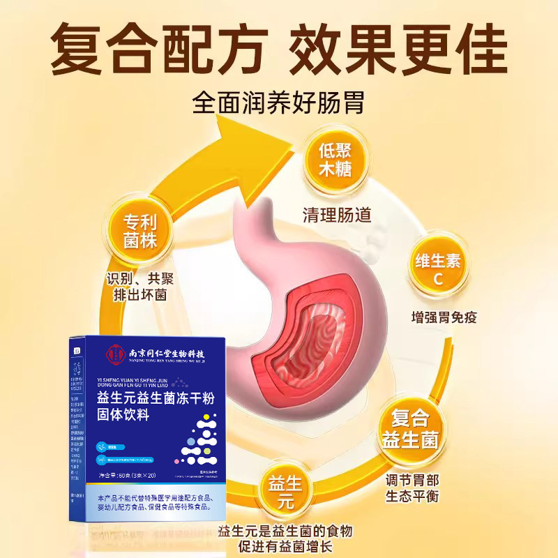 同仁堂 益生菌冻干粉固体饮料益生元冲调冲泡益生菌冻干粉肠胃官方正品高清大图