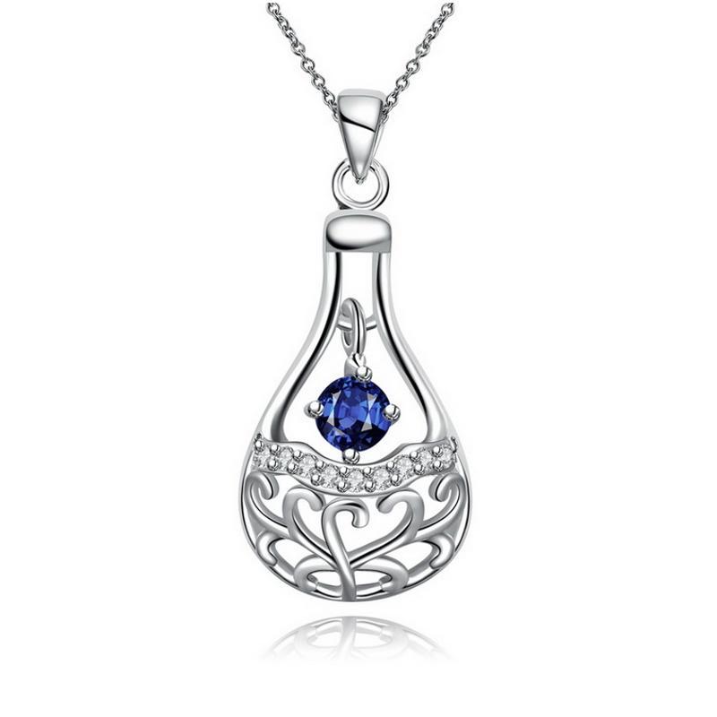 N086Women Silver Necklace 日韩优雅香水瓶坠项链女防过敏银饰送女朋友七夕情人节礼物
