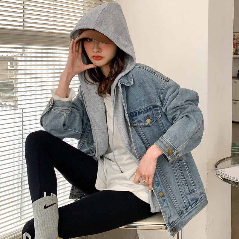 5折价145元唐狮新款牛仔外套女春秋百搭休闲上衣短款韩版宽松牛仔衣