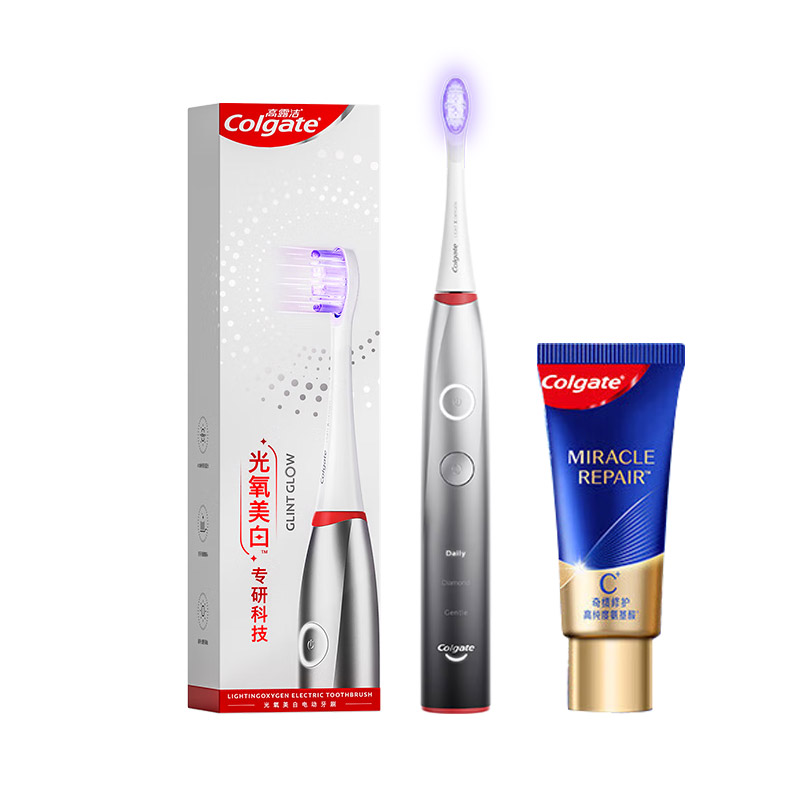 高露洁(Colgate)光氧美白声波电动牙刷+MR牙膏18g组套 黑