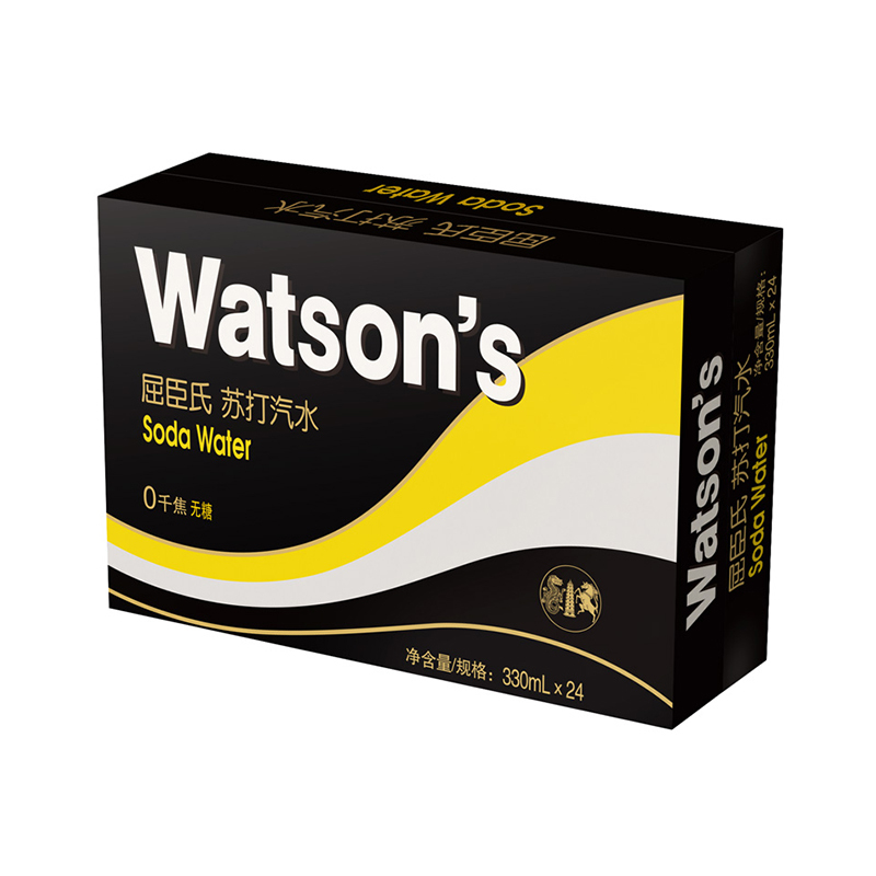 屈臣氏(Watsons)苏打汽水 苏打水汽水饮料 0糖0卡路里气泡水 调酒净饮推荐 330ml*24罐 整箱装