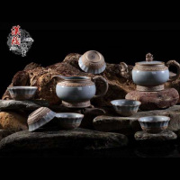 汉陶张生牌官窑玉陶满载而归茶壶套组 HC80022 官窑玉陶
