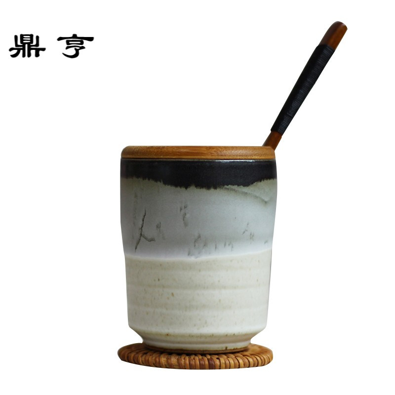 鼎亨复古创意陶瓷杯子个性简约马克杯加厚家用茶杯带盖勺喝水杯子