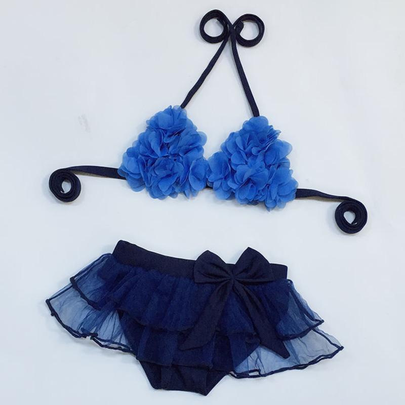 女童泳衣分体性感宝宝公主裙式裤小中大童小学生游泳衣泳装比基尼粉色