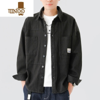 YANXU工装衬衫式外套男士休闲衬衣时尚宽松日系潮流开衫翻领夹克薄