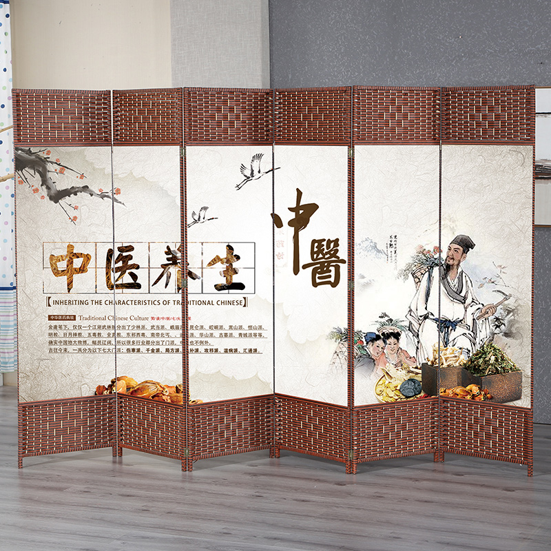 BONJEAN养生简易屏风折叠隔断移动客厅中式卧室茶室酒店餐厅现代简约折屏高清大图