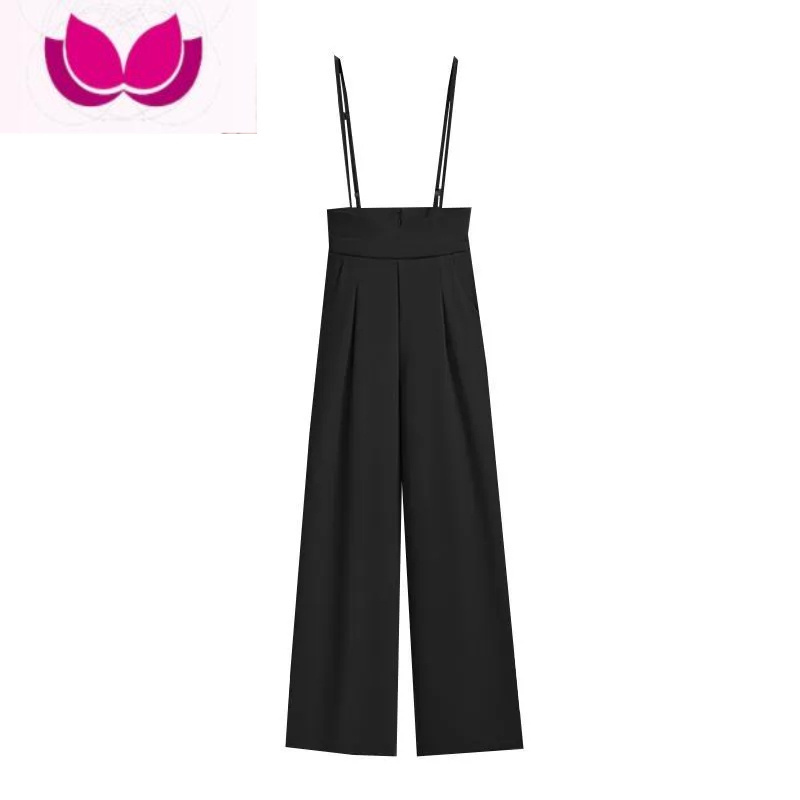 七斓韩版新款雪纺衬衫+背带裤套装女高腰显瘦阔腿裤时尚套款