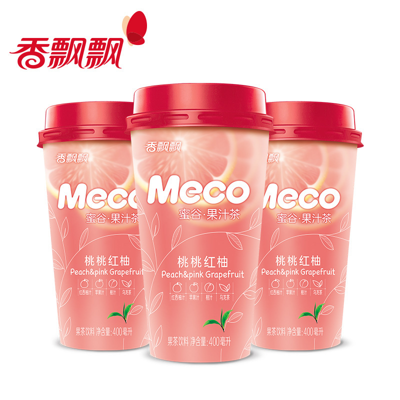 桃桃红柚6杯 香飘飘奶茶meco蜜谷果汁茶杯装 果味茶饮桃桃红柚味 果汁茶6杯装