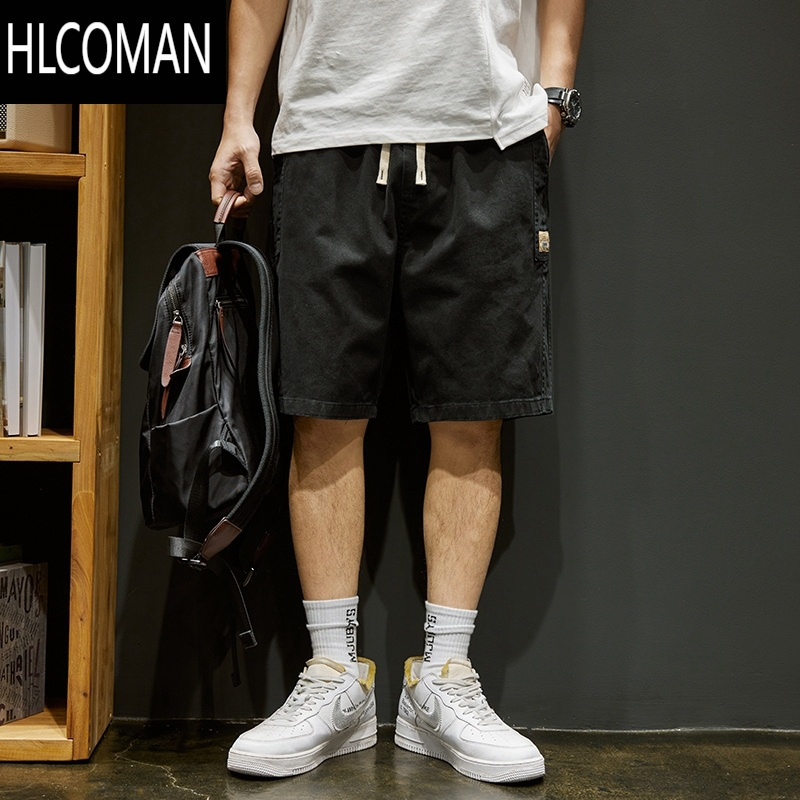HLCOMAN美式工装短裤男士夏季薄款潮牌宽松外穿五分中裤直筒运动休闲裤子