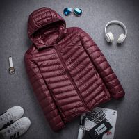 2018新秋冬轻薄羽绒服男立领连帽大码超薄轻便中青年修身短款外套