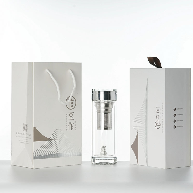 至作(ZHIZUO) 茶水分离 丑牛鎏银双层玻璃杯 300ML