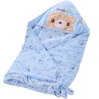 初生婴儿抱被冬季新生儿包被薄棉宝宝用品抱毯小孩春秋款包巾襁褓蓝色