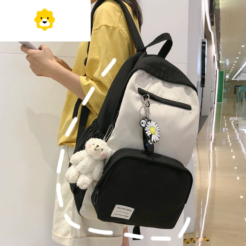 FENGHOU高颜值书包女大容量韩版中学生初中生双肩包少女ins简约百搭背包