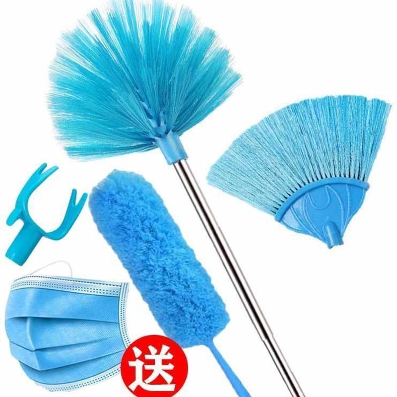 1.3米[拼接杆] 不锈钢杆+蜘蛛网头(红色套装) 蜘蛛网刷鸡毛掸子除尘不锈钢杆扫地家用墙壁清洁扫天花板笤帚套装