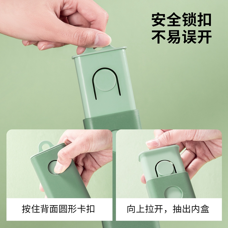 炊大皇(COOKER KING)便携餐具两件套不锈钢筷勺绿色 学生上班族 防滑防烫耐高温CJ01R