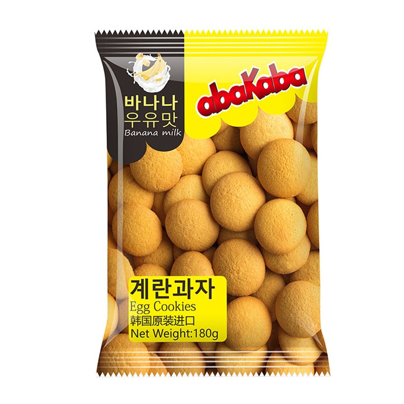 韩国进口阿巴咔巴鸡蛋饼干180g*3包香蕉牛奶味小圆饼零食品黄油起酥饼干早餐高颜值办公室网红小吃