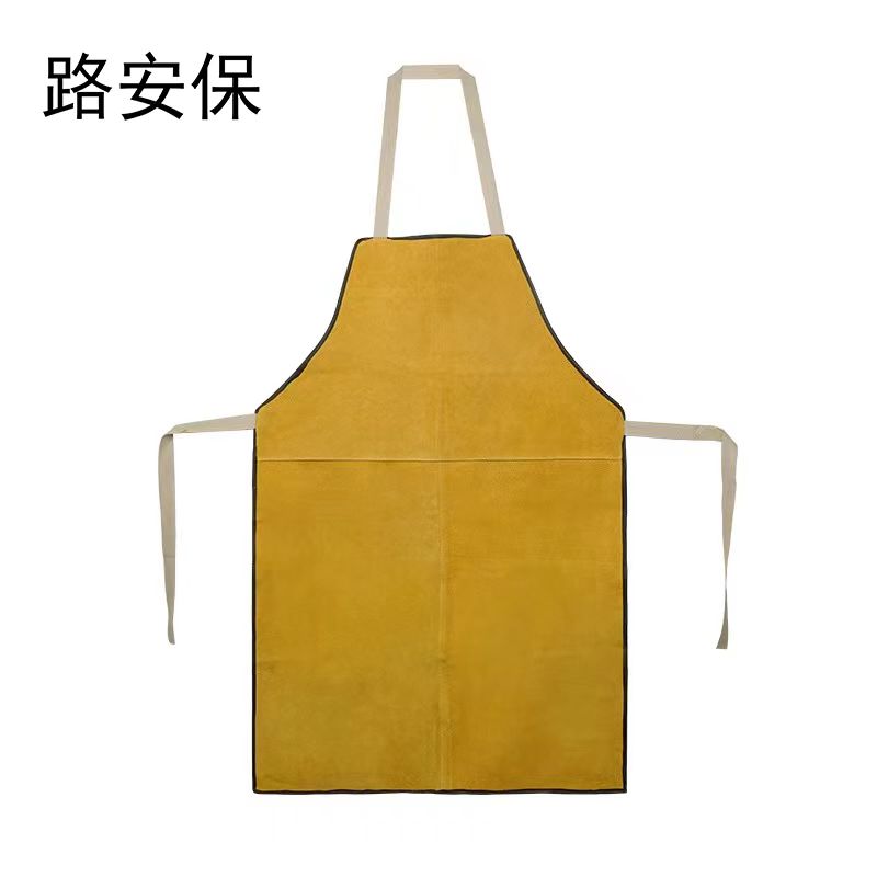 路安保牛皮电焊围裙防火花飞溅隔热防烫条高清大图