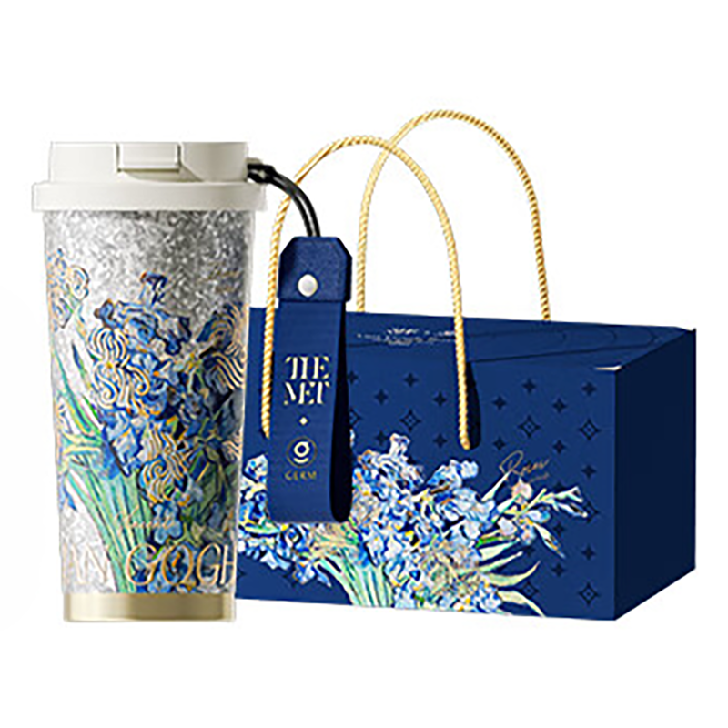 格沵 致敬梵高系列纯钛闪耀杯GE-MET24AW-B115 鸢尾花 500ml