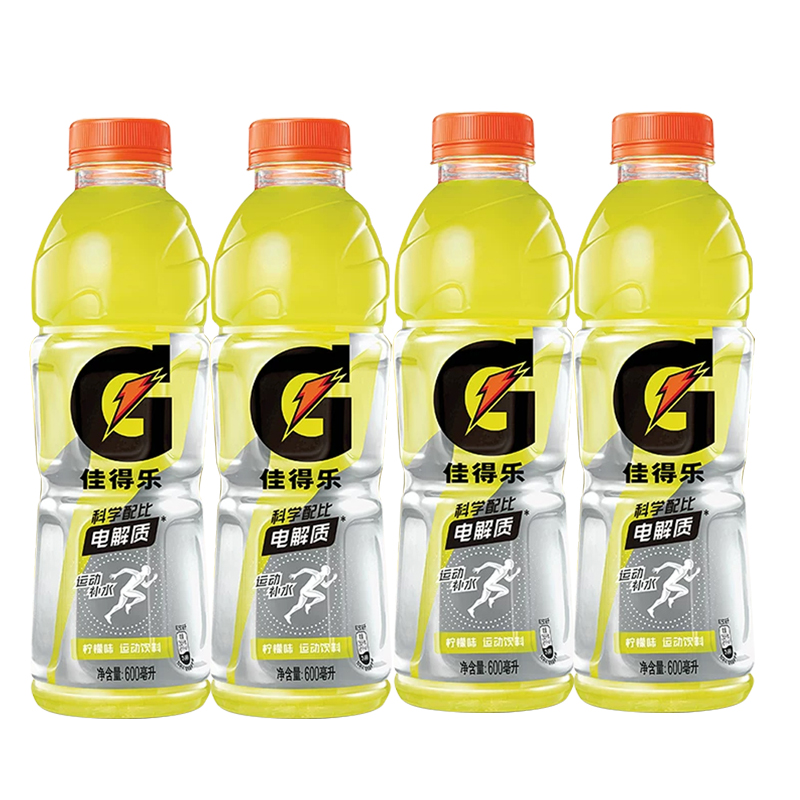 Gatorade佳得乐电解质饮料柠檬味功能饮料600ml*4瓶
