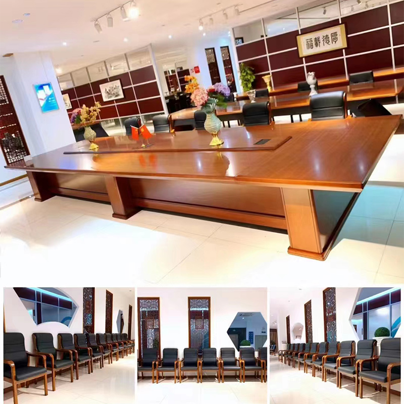 匡大会议桌5.5米油漆会议桌H1705F-5500（5500W*2200D*780H 带花槽）高清大图