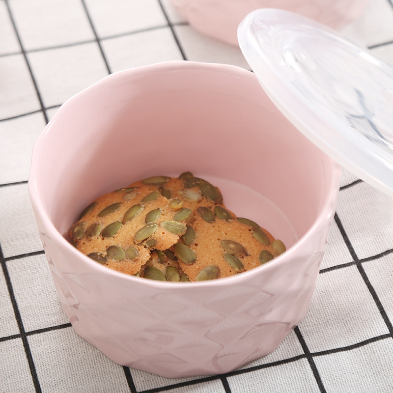 顺祥陶瓷缤纷保鲜碗3件套大中小号密封饭盒可微波炉保温碗泡面碗 苏宁自营
