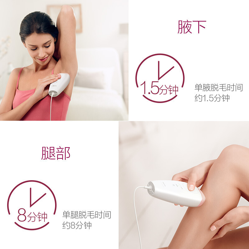 [备件库商品 微瑕疵]飞利浦Lumea脉冲光脱毛仪 充电式脱毛剃毛器 20万次闪光 家用轻松脱毛 BRI861