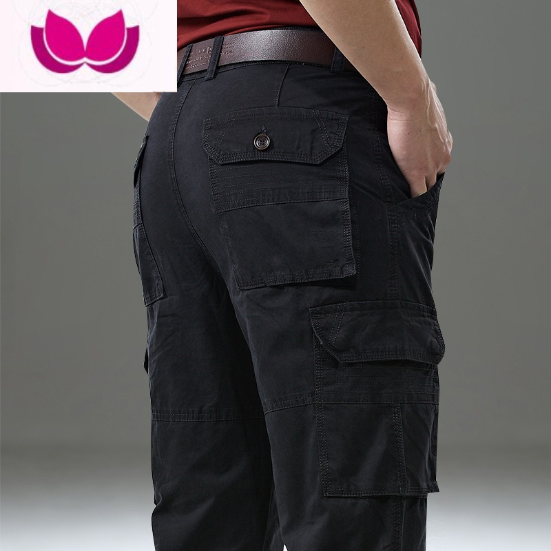 七斓男裤子休闲裤男厚款户外多口袋工装裤男宽松直筒裤春季长裤潮