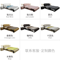 木莲坊 床 真皮床 双人床 1.8米 1.5米 简约现代真皮床皮艺床木质床