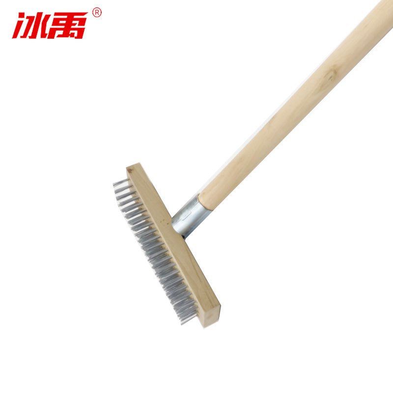 冰禹 BY-2052 不锈钢丝刷 工业清洁钢丝刷 地板刷 长柄地板钢丝刷 30cm钢丝刷头+铁件