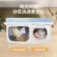 美的(Midea)11公斤半自动双桶双缸洗衣机 大容量洗涤 全塑箱体 强劲动力 MP110-211E 新品