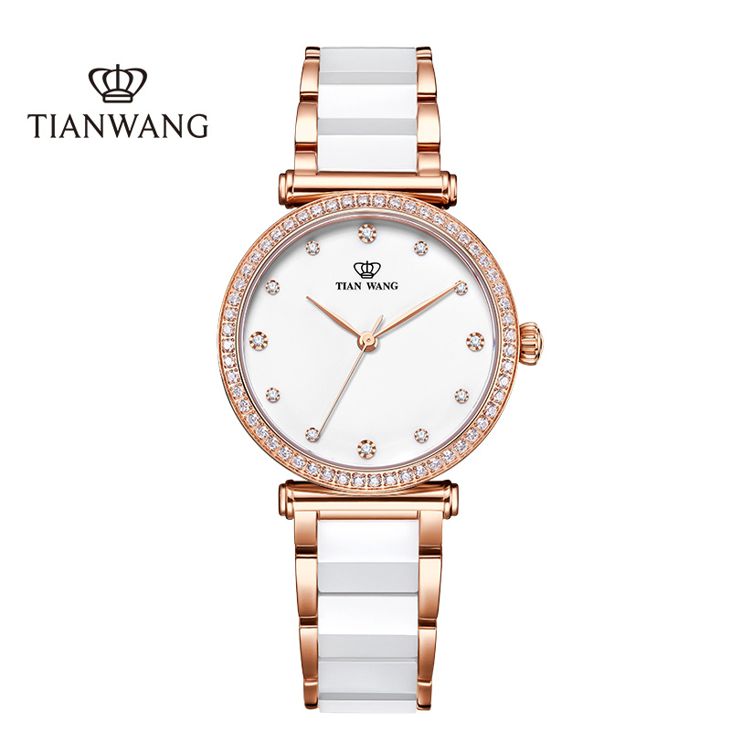 天王表tianwang手表ms系列新品女士手表时尚潮流陶瓷带蝴蝶扣女表ls3