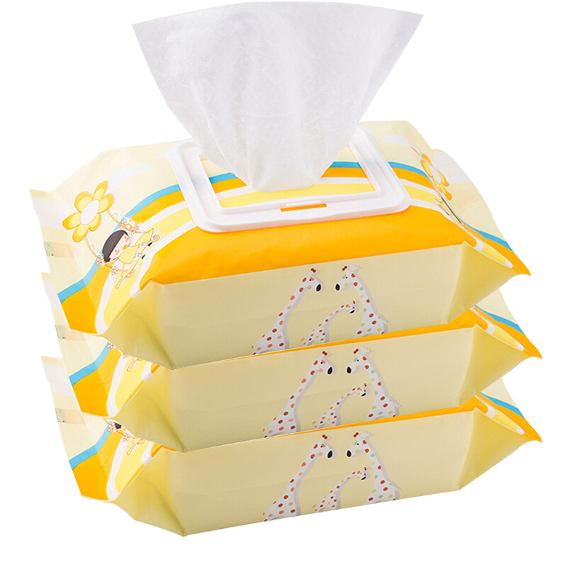 爱的平方婴儿手口湿巾无纺布宝宝湿纸巾抽纸湿巾带盖80片装3包