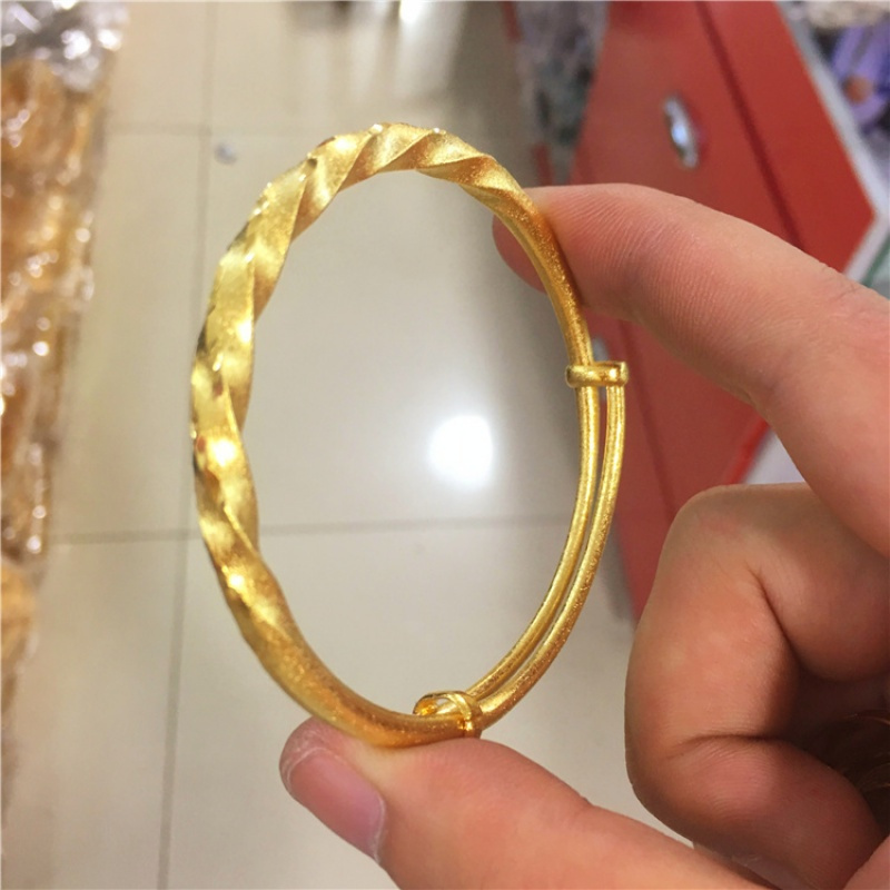 包邮韩版饰品流行首饰女款沙金时尚手链镯子金色磨砂推拉手镯送女朋友老婆生日礼物送女朋友七夕情人节礼物