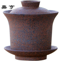 鼎亨手工粗陶岩泥景德镇柴烧大号三才茶碗手抓茶杯功夫盖碗带盖