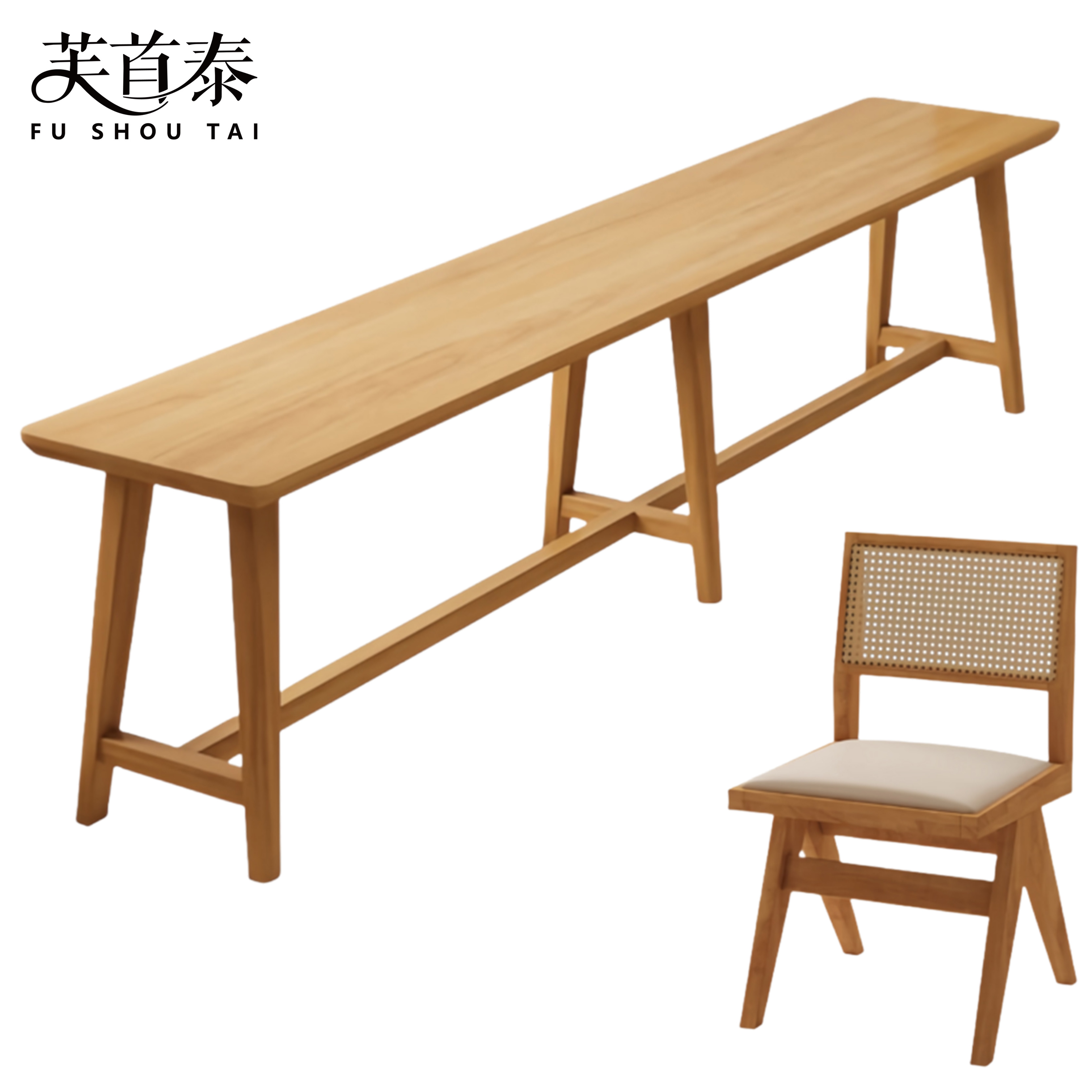 芙首泰吧台桌椅2400*400*750mm(1桌4椅)套