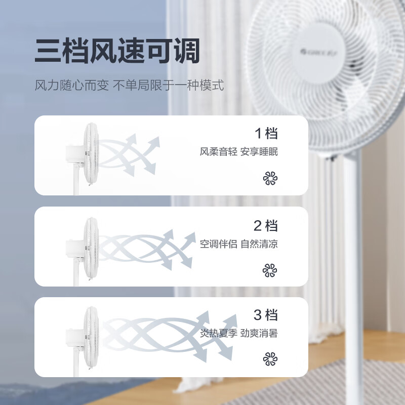 格力(GREE)落地扇电风扇轻音立式16吋 家用节能广角摇头宿舍电扇台地两用 FD-40X78h7 机械款高清大图