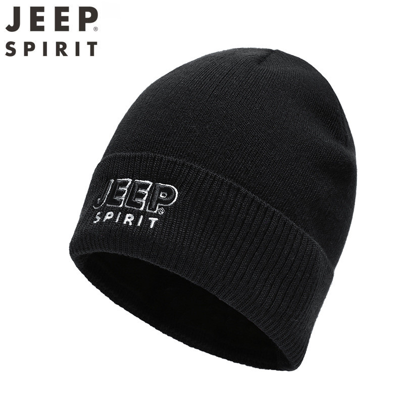 JEEP 吉普 羊毛线针织帽子男女保暖帽子秋冬户外套头帽情侣帽