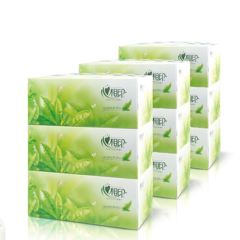 心相印茶语系列200抽二层盒装纸面巾 3盒/提 4提/箱 H200(盒装)
