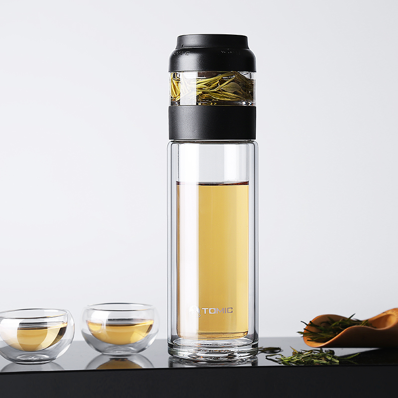 特美刻茶水分离泡茶杯双层玻璃杯男女士便携过滤杯子创意随手水杯TG82001 280ML