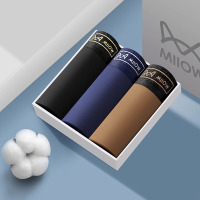 猫人男士内裤男生纯棉抗菌四角裤衩青少年大码透气男款平角短裤 2XL （3条装）黑色、宝蓝、咖啡