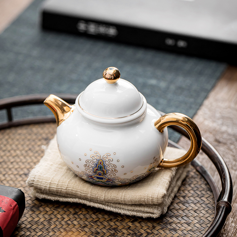 領藝 皇家御品茶壶中式手工描金大号功夫茶具陶瓷泡茶器 皇家御品-宝珠壶