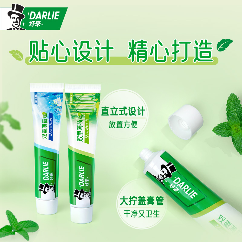 DARLIE好来(原黑人)牙膏两支装双重薄荷海洋清新160g+小茶管芝芝雪顶80g